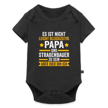 Straßenbauer Papa Straßenbau Geschenk - Baby Premium Kurzarmbody - Schwarz - Vorne