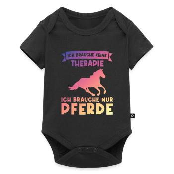 Reiten Pferd Pferde Geschenk - Baby Premium Kurzarmbody - Schwarz - Vorne