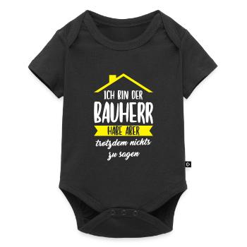 Bauherr Bauherrin Hausbau Geschenk - Baby Premium Kurzarmbody - Schwarz - Vorne