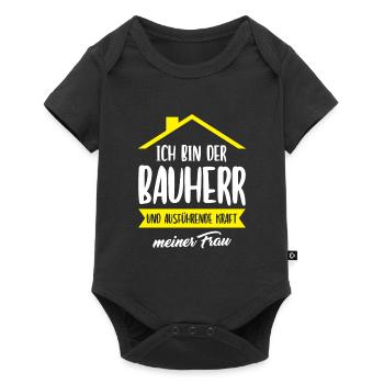Bauherr Bauherrin Häuslebauer Geschenk - Baby Premium Kurzarmbody - Schwarz - Vorne