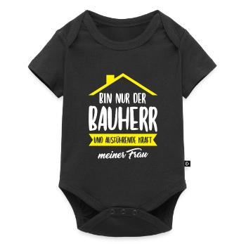 Bauherr Bauherrin Hausbau Geschenk - Baby Premium Kurzarmbody - Schwarz - Vorne