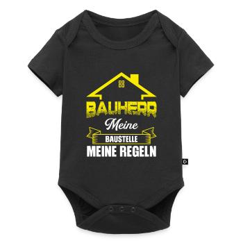 Bauherr Bauherrin Eigenheim Geschenk - Baby Premium Kurzarmbody - Schwarz - Vorne