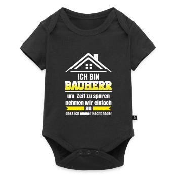 Bauherr Bauherrin Häuslebauer Geschenk - Baby Premium Kurzarmbody - Schwarz - Vorne
