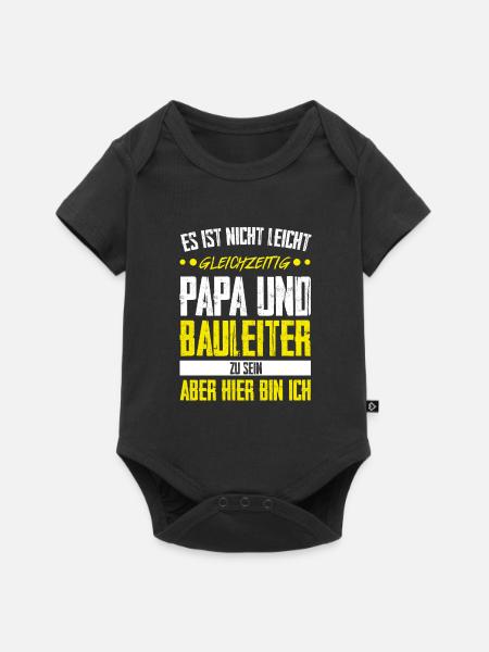 Bauleiter Papa Baustellenleiter Geschenk - Baby Premium Kurzarmbody - Schwarz