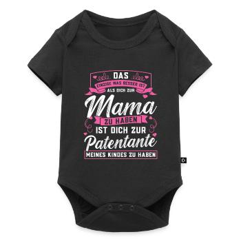 Patentante Taufe Patin Geschenk - Baby Premium Kurzarmbody - Schwarz - Vorne