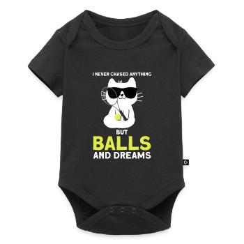 Tennis Katze Tennis Sport Geschenk - Baby Premium Kurzarmbody - Schwarz - Vorne
