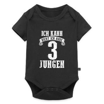 Papa 3 Söhne Vater Geschenk - Baby Premium Kurzarmbody - Schwarz - Vorne