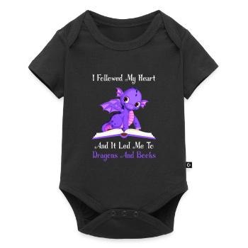 Drache Drache und Buch Drachenliebhaber Geschenk - Baby Premium Kurzarmbody - Schwarz - Vorne