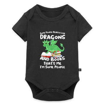 Drache Drache und Buch Drachenliebhaber Geschenk - Baby Premium Kurzarmbody - Schwarz - Vorne