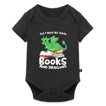 Drache Drache und Buch Drachenliebhaber Geschenk - Baby Premium Kurzarmbody - Schwarz - Vorne