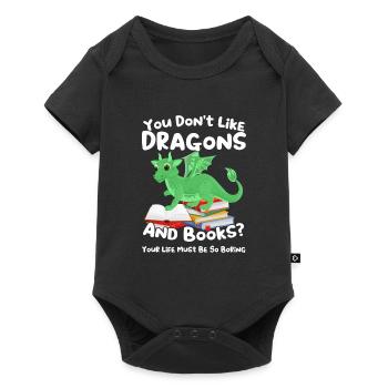 Drache Drache und Buch Drachenliebhaber Geschenk - Baby Premium Kurzarmbody - Schwarz - Vorne