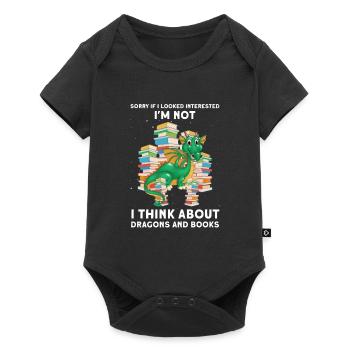 Drache Drache und Buch Drachenliebhaber Geschenk - Baby Premium Kurzarmbody - Schwarz - Vorne