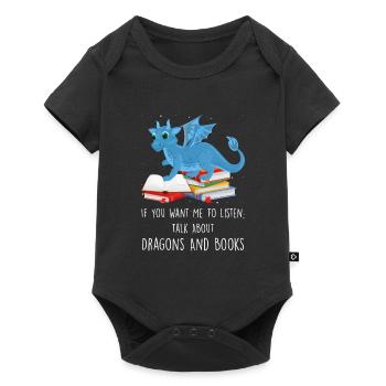 Drache Drache und Buch Drachenliebhaber Geschenk - Baby Premium Kurzarmbody - Schwarz - Vorne