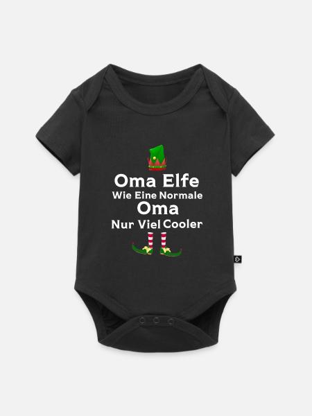 Oma Elfe Omas Geschenk - Baby Premium Kurzarmbody - Schwarz