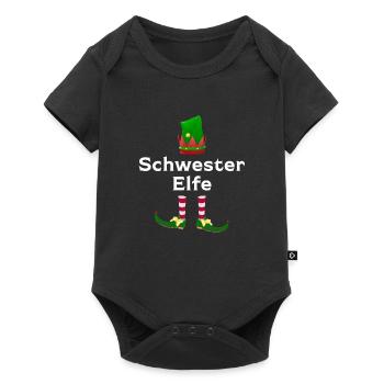Schwester Elfe Geschwister Geschenk - Baby Premium Kurzarmbody - Schwarz - Vorne