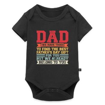 father Papa Dad daddy Geschenk - Baby Premium Kurzarmbody - Schwarz - Vorne