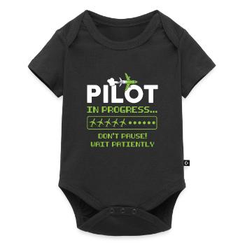 Pilot Pilot Flugzeug Geschenk - Baby Premium Kurzarmbody - Schwarz - Vorne