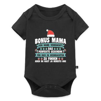 Bonus Mama Weihnachten Stiefmama Geschenk - Baby Premium Kurzarmbody - Schwarz - Vorne