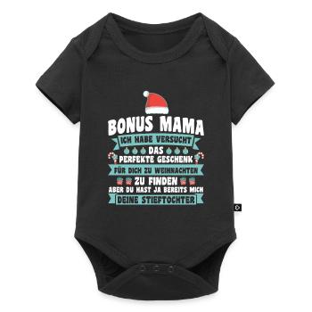 Bonus Mama Weihnachten Stiefmama Geschenk - Baby Premium Kurzarmbody - Schwarz - Vorne