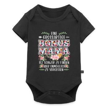 Bonus Mama Familie Bonusmama Geschenk - Baby Premium Kurzarmbody - Schwarz - Vorne