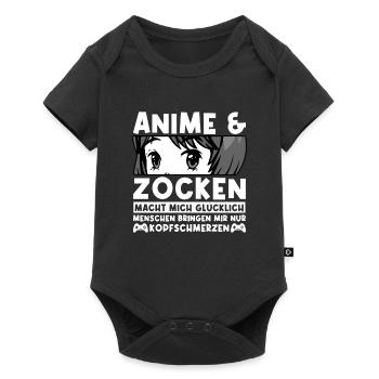 Anime Zocken Anime Fan Geschenk - Baby Premium Kurzarmbody - Schwarz - Vorne