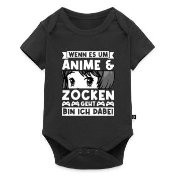 Anime Zocken Zocker Geschenk - Baby Premium Kurzarmbody - Schwarz - Vorne