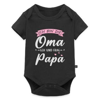 Oma Familie Enkelkind Geschenk - Baby Premium Kurzarmbody - Schwarz - Vorne