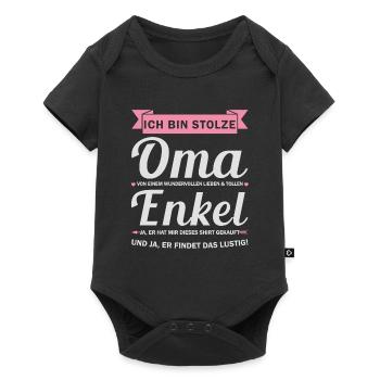 Oma & Enkel Familie Großmutter Geschenk - Baby Premium Kurzarmbody - Schwarz - Vorne