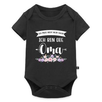 Oma Familie Omi Geschenk - Baby Premium Kurzarmbody - Schwarz - Vorne