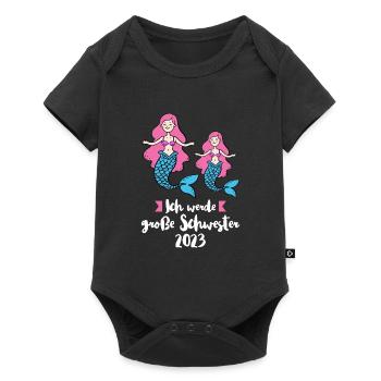 Große Schwester 2023 Meerjungfrau Grosse Schwester - Baby Premium Kurzarmbody - Schwarz - Vorne