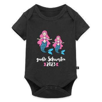 Große Schwester 2023 Meerjungfrau Grosse Schwester - Baby Premium Kurzarmbody - Schwarz - Vorne