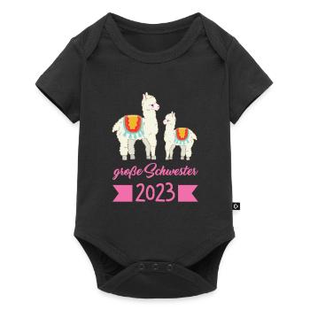 Große Schwester 2023 Alpaka Grosse Schwester 2023 - Baby Premium Kurzarmbody - Schwarz - Vorne