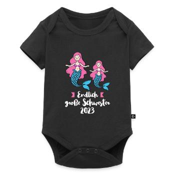 Große Schwester 2023 Meerjungfrau Grosse Schwester - Baby Premium Kurzarmbody - Schwarz - Vorne