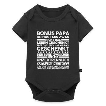 Bonus Papa Familie Bonus-Papa Geschenk - Baby Premium Kurzarmbody - Schwarz - Vorne