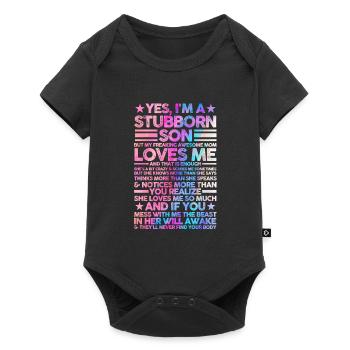 Sohn & Mutter Familie Mama Geschenk - Baby Premium Kurzarmbody - Schwarz - Vorne