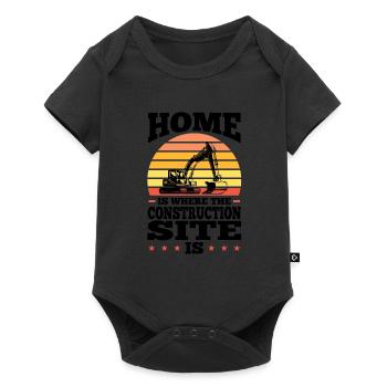 Baustelle Bauherr Geschenk - Baby Premium Kurzarmbody - Schwarz - Vorne