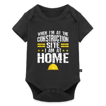 Baustelle Bauherr Geschenk - Baby Premium Kurzarmbody - Schwarz - Vorne
