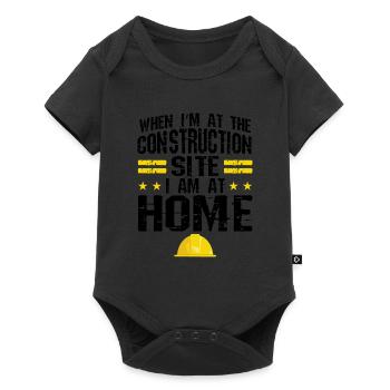 Baustelle Bauherr Geschenk - Baby Premium Kurzarmbody - Schwarz - Vorne