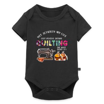 Quilten Quilten Quilting Maschine Geschenk - Baby Premium Kurzarmbody - Schwarz - Vorne