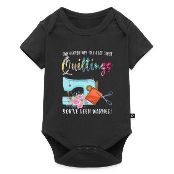 Quilten Quilten Quilting Maschine Geschenk - Baby Premium Kurzarmbody - Schwarz - Vorne