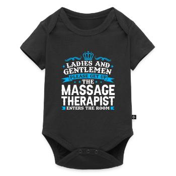 Physiotherapeut Masseur Massage Geschenk - Baby Premium Kurzarmbody - Schwarz - Vorne