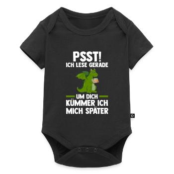 Drachen Bücher Buch Geschenk - Baby Premium Kurzarmbody - Schwarz - Vorne