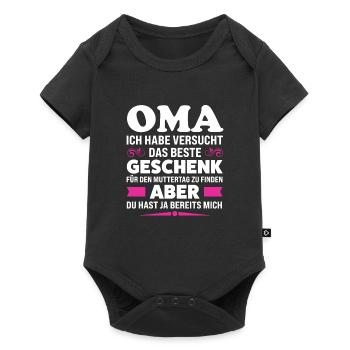 Oma Familie Enkelkind Geschenk - Baby Premium Kurzarmbody - Schwarz - Vorne