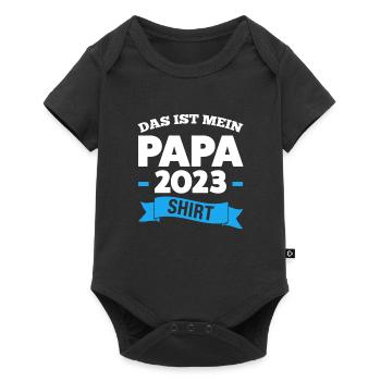 Papa 2023 Familie Eltern Geschenk - Baby Premium Kurzarmbody - Schwarz - Vorne