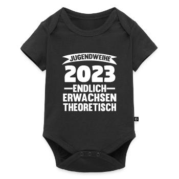 Jugendweihe Party Geschenk - Baby Premium Kurzarmbody - Schwarz - Vorne