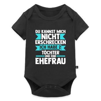 Papa 2 Töchter Papa von 2 Töchtern Geschenk - Baby Premium Kurzarmbody - Schwarz - Vorne