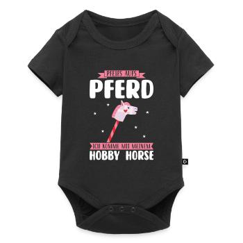 Hobby Horse Pferde Steckenpferd Geschenk - Baby Premium Kurzarmbody - Schwarz - Vorne