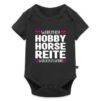 Hobby Horse Pferde Steckenpferd Geschenk - Baby Premium Kurzarmbody - Schwarz - Vorne