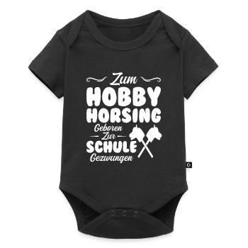 Hobby Horse Pferde Pferde Geschenk - Baby Premium Kurzarmbody - Schwarz - Vorne