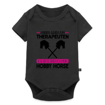 Hobby Horse Pferde Hobby Horsing Geschenk - Baby Premium Kurzarmbody - Schwarz - Vorne